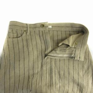 Plage 22SS ストライプリネンフレアスカート マキシ ロング 38 M 茶 ブラウン 黒 ブラック