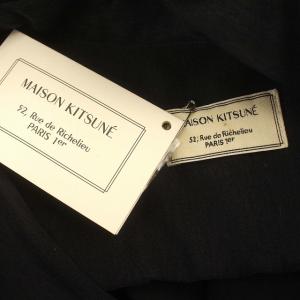 Maison Kitsuné シャツ シルク ブラウス 長袖 リボンタイ 36 S 黒 ブラック