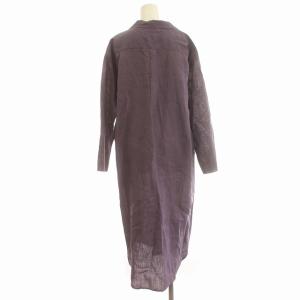 fog linen work リネン シャツワンピース ロング 麻 長袖 ワンピース F 紫 パープル