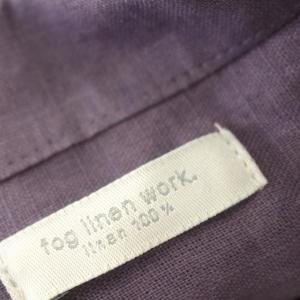 fog linen work リネン シャツワンピース ロング 麻 長袖 ワンピース F 紫 パープル