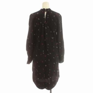 ISABEL MARANT ワンピース シルク ひざ丈 長袖 鳥柄 0 S 黒 ブラック