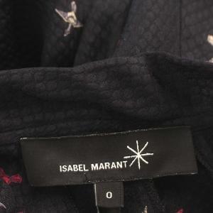 ISABEL MARANT ワンピース シルク ひざ丈 長袖 鳥柄 0 S 黒 ブラック