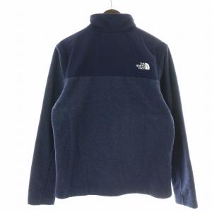 THE NORTH FACE フリースジャケット ブルゾン ジップアップ ハイネック 切替 ロゴ刺繍 S 紺 ネイビー
