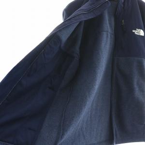 THE NORTH FACE フリースジャケット ブルゾン ジップアップ ハイネック 切替 ロゴ刺繍 S 紺 ネイビー