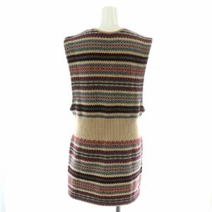 6 ROKU BEAUTY&YOUTH フェアアイルベスト FAIRISLE VEST ジレ ニット プルオーバー Vネック ロング 総柄 カシミヤ混
