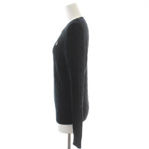 POLO RALPH LAUREN ニット セーター 長袖 クルーネック ロゴ 刺繍 ワンポイント S 黒 ブラック