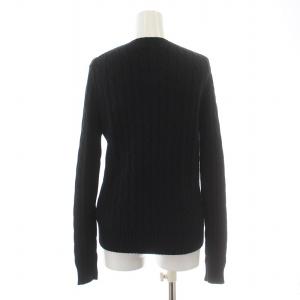 POLO RALPH LAUREN ニット セーター 長袖 クルーネック ロゴ 刺繍 ワンポイント S 黒 ブラック