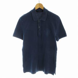 ポロシャツ 半袖 ロゴ刺繍 S 紺 ネイビー /EE