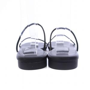 Le Talon サンダル フラット ストラップ ラインストーン レザー S 22.5cm 黒 ブラック /BM