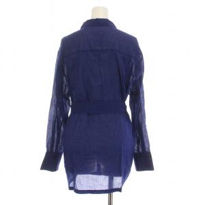 iCB 24SS ラミーコットンボイル シアーシャツ ブラウス シースルー リネン混 長袖 4 M 青 ブルー