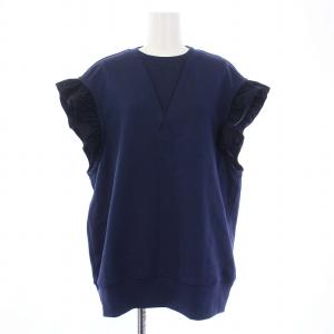 24SS スウェット&フリル ノースリーブ トップス トレーナー F 紺 ネイビー