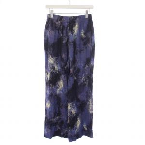 IENA 24SS アブストラクトプリントイージー パンツ ワイド 紺 ネイビー