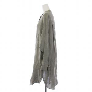 23区 22SS シャツ ブラウス 長袖 ロング バンドカラー リネン 38 M カーキ BL.WO.NM.6852