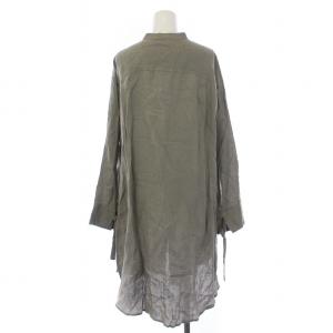 23区 22SS シャツ ブラウス 長袖 ロング バンドカラー リネン 38 M カーキ BL.WO.NM.6852