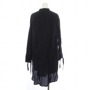 23区 22SS シャツ ブラウス 長袖 ロング バンドカラー リネン 38 M 黒 ブラック BL.WO.NM.6852