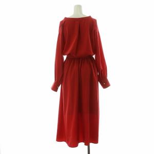 IENA シャツワンピース ミモレ ロング Vネック 長袖 Iライン インナー ベルト付き 38 M 赤 レッド
