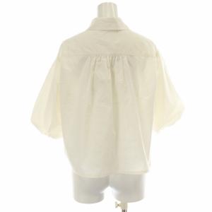 IENA 24SS パールボタンプルオーバーシャツ ブラウス ショート ハーフボタン ギャザー パフスリーブ 五分袖 F 白 ホワイト