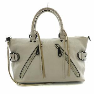 Rebecca Minkoff モトサッチェル Moto Satchel ハンドバッグ レザー 舟形 グレージュ /NW45