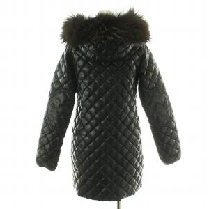 DUVETICA ACCA ダウンコート アウター ロング丈 ジップアップ ファー 38 S 黒 ブラック