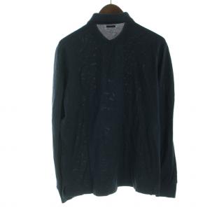 POLO RALPH LAUREN CUSTOM SLIM FIT ポロシャツ カットソー 鹿の子 ロゴ 刺繍 長袖 M 紺 ネイビー