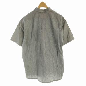 RALPH LAUREN カジュアルシャツ ストライプ ロゴ刺繍 ウェルポケット 半袖 LL グレー /EE