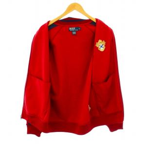 POLO RALPH LAUREN トラックジャケット ブルゾン ジャージ ジップアップ 刺繍 アップリケ LL 赤 レッド 紺 ネイビー