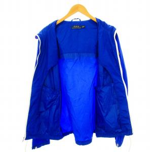 POLO RALPH LAUREN ナイロンジャケット パーカー ジップアップ 薄手 ワッペン L 青 ブルー /KU