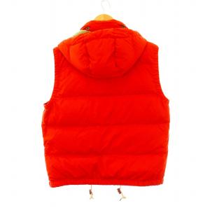 POLO RALPH LAUREN ダウンベスト フード スタンドカラー ジップアップ ロゴ 刺繍 M オレンジ