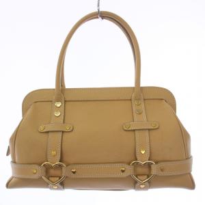Samantha Thavasa ハンドバッグ ハートスタッズ ミラー付き レザー ベージュ /BM