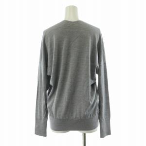 UNITED ARROWS ニット カットソー 薄手 Vネック 長袖 絹 シルク混 プルオーバー F グレー