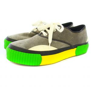 Julien David iNka LOW CUT スニーカー ローカット 厚底 スエード 43 27.5cm グレー 黄 イエロー