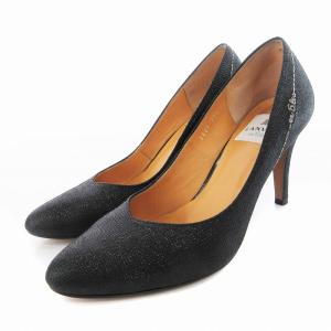 パンプス アーモンドトゥ ピンヒール 刺繍 靴 シューズ 22cm 黒 ブラック /MM OF