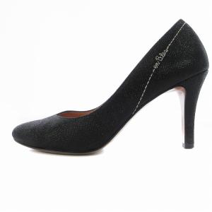 LANVIN en Bleu パンプス アーモンドトゥ ピンヒール 刺繍 靴 シューズ 22cm 黒 ブラック /MM OF