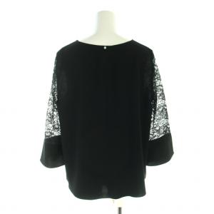 UNTITLED シャツ ブラウス レース 花柄 シアー シースルー 長袖 4 XL 大きいサイズ 黒 ブラック /XK
