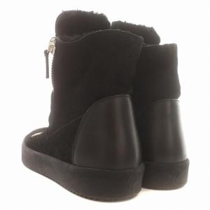 GIUSEPPE ZANOTTI ムートン スエード スニーカー サイドジップ ハイカット 36 23cm 黒 ブラック