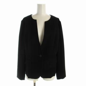 ノーカラージャケット シングルスーツ フォーマル 総裏地 42 XL 大きいサイズ 黒 ブラック /EE