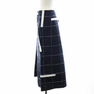 3.1 phillip lim ラップスカート フレアスカート ミモレ ロング チェック柄 0 S 紺 ネイビー 白 ホワイト