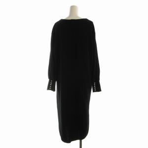 23区 22AW ニット ワンピース ロング 袖パール クルーネック 40 L 黒 ブラック