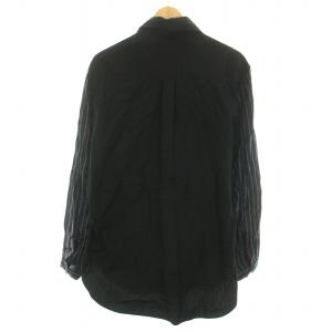 Yohji Yamamoto POUR HOMME 19SS シャツ ストライプ柄切替 ボウタイ 3 ブラック