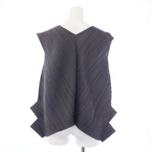 PLEATS PLEASE ISSEY MIYAKE イッセイミヤケ プリーツ ノースリーブカットソー Vネック 変形 3 L グレー PP53-JK664