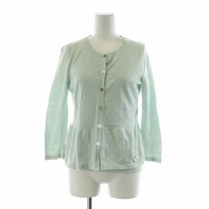 アンサンブルニット カーディガン カットソー 薄手 長袖 ノースリーブ プルオーバー 1 M 水色 ライトブルー