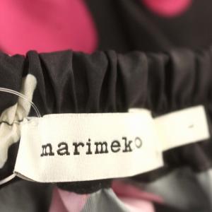 marimekko オフショルダー シャツ ブラウス 長袖 パフスリーブ プルオーバー L 黒 ピンク