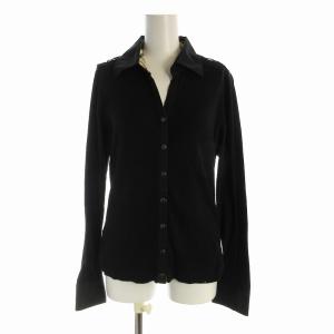 BURBERRY LONDON カーディガン 裏地ノバチェック Vネック エポレット 金ボタン 長袖 1 S 黒 ブラック