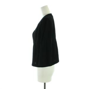 BURBERRY LONDON シャツ ブラウス Uネック ペプラム 七分袖 38 M 黒 ブラック