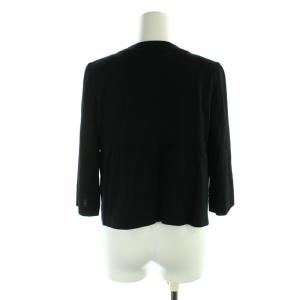 BURBERRY LONDON シャツ ブラウス Uネック ペプラム 七分袖 38 M 黒 ブラック