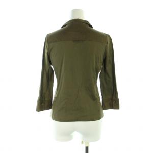 BURBERRY LONDON シャツ ブラウス ハーフボタン スキッパー ロゴ 刺繍 プルオーバー 七分袖 S カーキ