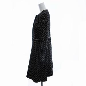 TOCCA ノーカラーコート 刺繍 アウター 総柄 2 M 黒 ブラック