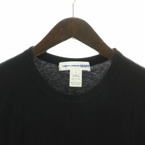 COMME des GARCONS SHIRT Tシャツ カットソー 半袖 クルーネック ロゴプリント L 黒 ブラック