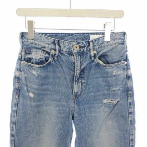 upper hights THE HIM DAMAGED MALIBU ストレートデニム ジーンズ パンツ ダメージ加工 23 XS 青 ブルー