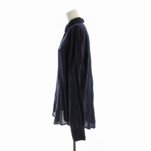 POLO RALPH LAUREN カジュアルシャツ 麻 リネン ロゴ 刺繍 長袖 M 紺 ネイビー